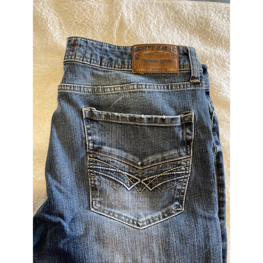 Seven7 Jeans Mens Size 36x 32 Straight Fit Premium Denim Blue